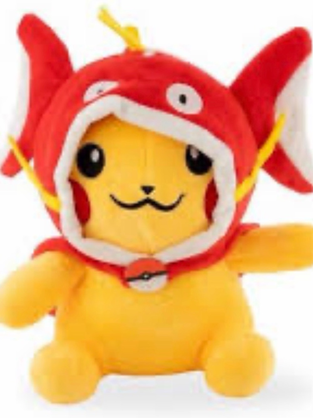 Pokemon Yellow & Red Pikachu Plush in Magikarp Hood